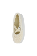 W CROSS BANDING SHEARING FLAT SHOES IN IVORY