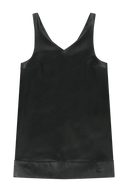 W FAUX LEATHER SLEEVELESS MINI DRESS IN BLACK