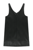 W FAUX LEATHER SLEEVELESS MINI DRESS IN BLACK