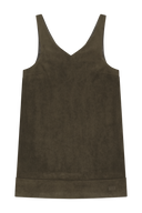 W FAUX LEATHER SLEEVELESS MINI DRESS IN BROWN