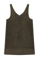 W FAUX LEATHER SLEEVELESS MINI DRESS IN BROWN