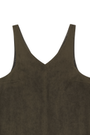 W FAUX LEATHER SLEEVELESS MINI DRESS IN BROWN