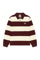 SMALL CLASSIC LOGO RUGBY COLLAR LONG SLEEVE TEE IN BURGUNDY