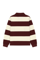 SMALL CLASSIC LOGO RUGBY COLLAR LONG SLEEVE TEE IN BURGUNDY