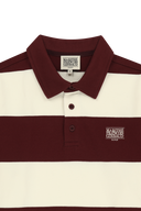 SMALL CLASSIC LOGO RUGBY COLLAR LONG SLEEVE TEE IN BURGUNDY