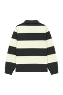 SMALL CLASSIC LOGO RUGBY COLLAR LONG SLEEVE TEE IN CHARCOAL GREY