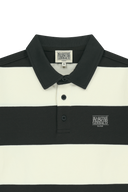 SMALL CLASSIC LOGO RUGBY COLLAR LONG SLEEVE TEE IN CHARCOAL GREY