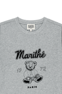 DOODLE BEAR LONG SLEEVE TEE IN HEATHER GREY