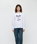 DOODLE BEAR LONG SLEEVE TEE IN WHITE