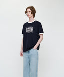 AEROCOOL CLASSIC LOGO RINGER TEE IN NAVY