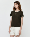 W CLASSIC LOGO RINGER TEE IN DARK BROWN