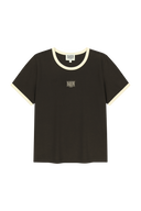 W CLASSIC LOGO RINGER TEE IN DARK BROWN