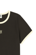 W CLASSIC LOGO RINGER TEE IN DARK BROWN