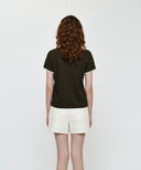 W CLASSIC LOGO RINGER TEE IN DARK BROWN