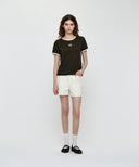 W CLASSIC LOGO RINGER TEE IN DARK BROWN
