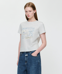 W SWAN GRAPHIC TEE IN LIGHT HEATHER GREY