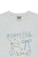 W SWAN GRAPHIC TEE IN LIGHT HEATHER GREY