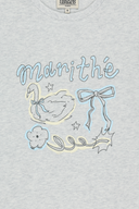 W SWAN GRAPHIC TEE IN LIGHT HEATHER GREY