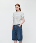 W SWAN GRAPHIC TEE IN LIGHT HEATHER GREY