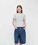 W SWAN GRAPHIC TEE IN LIGHT HEATHER GREY