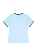 W VINTAGE CURSIVE LOGO RINGER TEE IN SKY BLUE
