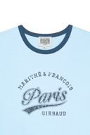 W VINTAGE CURSIVE LOGO RINGER TEE IN SKY BLUE