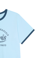 W VINTAGE CURSIVE LOGO RINGER TEE IN SKY BLUE