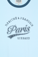 W VINTAGE CURSIVE LOGO RINGER TEE IN SKY BLUE
