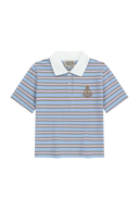 W STRIPE COLLAR TEE IN LIGHT BLUE