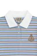 W STRIPE COLLAR TEE IN LIGHT BLUE