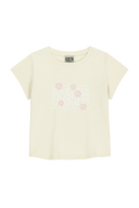 W FLOWER CLASSIC LOGO CAP SLEEVE TEE IN CREAM