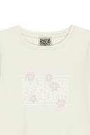 W FLOWER CLASSIC LOGO CAP SLEEVE TEE IN CREAM