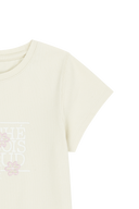 W FLOWER CLASSIC LOGO CAP SLEEVE TEE IN CREAM
