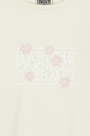 W FLOWER CLASSIC LOGO CAP SLEEVE TEE IN CREAM