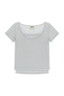 W SMALL CLASSIC LOGO SLEEVELESS LAYERED TEE IN LIGHT GRAY