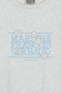 W FLOWER CLASSIC LOGO CAP SLEEVE TEE IN LIGHT HEATHER GREY