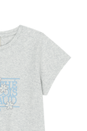 W FLOWER CLASSIC LOGO CAP SLEEVE TEE IN LIGHT HEATHER GREY
