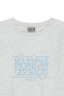 W FLOWER CLASSIC LOGO CAP SLEEVE TEE IN LIGHT HEATHER GREY