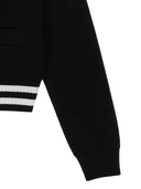 SPELL POINT STRIPE KNIT CARDIGAN IN BLACK