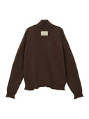EMBROIDERY LOGO KNIT ZIP UP IN BROWN