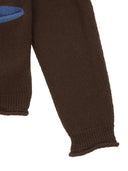 EMBROIDERY LOGO KNIT ZIP UP IN BROWN