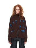 EMBROIDERY LOGO KNIT ZIP UP IN BROWN