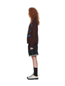 EMBROIDERY LOGO KNIT ZIP UP IN BROWN
