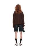 EMBROIDERY LOGO KNIT ZIP UP IN BROWN