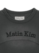 色染工藝剪裁細節短版LOGO上衣 炭灰