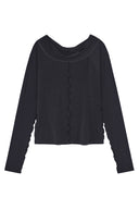WIDE NECK RAGLAN LONG SLEEVE IN CHARCOAL GREY