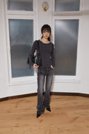 WIDE NECK RAGLAN LONG SLEEVE IN CHARCOAL GREY