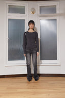 WIDE NECK RAGLAN LONG SLEEVE IN CHARCOAL GREY