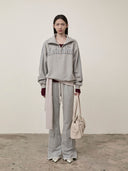 CUT OUT HALF ZIP SWEATSHIRT FOR WOMEN IN GRAY