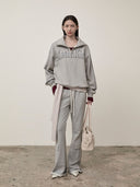 CUT OUT HALF ZIP SWEATSHIRT FOR WOMEN IN GRAY